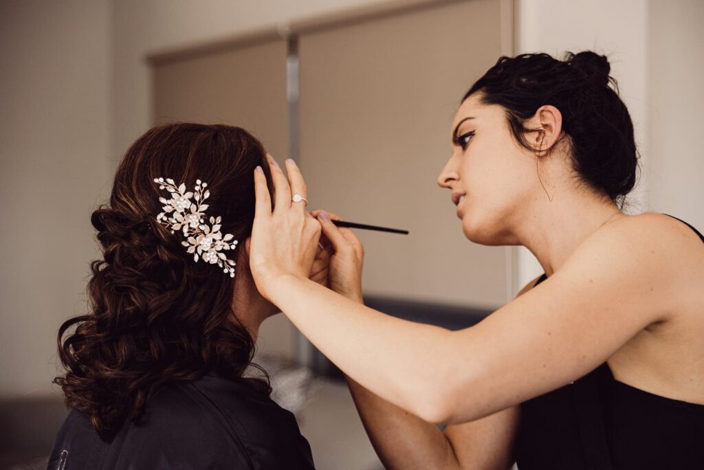 lis beauty doing the makeup for a bridal party