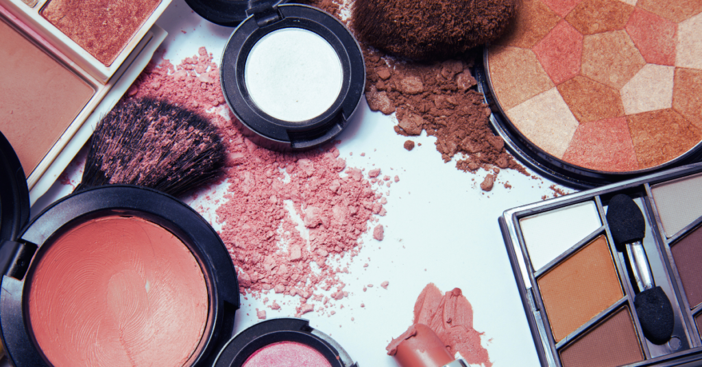 variety of makeup in compact